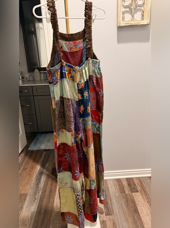 No Brand Pants - Bohemian Patchwork Overalls - Multicolor